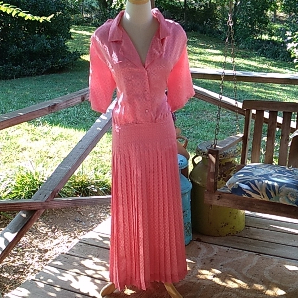 Vintage pink Argenti 10 pleated skirt dress